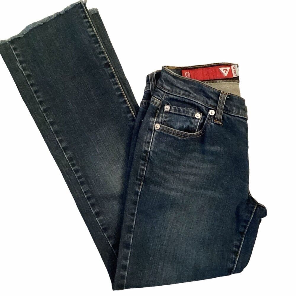 GUESS Vintage Low Rise Straight Bootcut Jean Dark Wash 25 - Picture 2 of 9